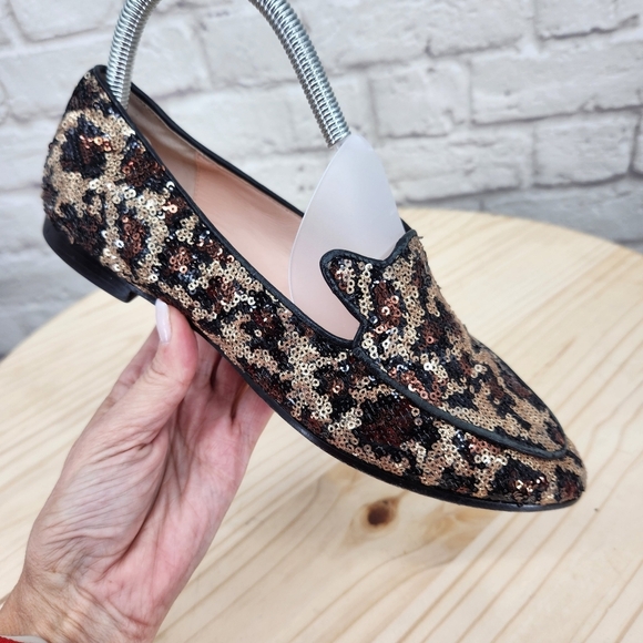 Kate Spade Caty Cape Sequined Leopard Print Loafers Size 7M - Picture 2 of 13